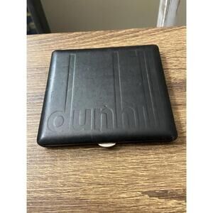 Dunhill Vintage HUGE Logo Black Leather Brass Cigarette Case